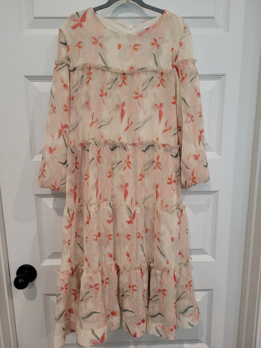 Pastel Blu Elegant Floral Midi Dress , Size 16